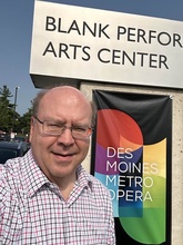Ted Abel outside the Blank Performing Arts Center in Des Moines