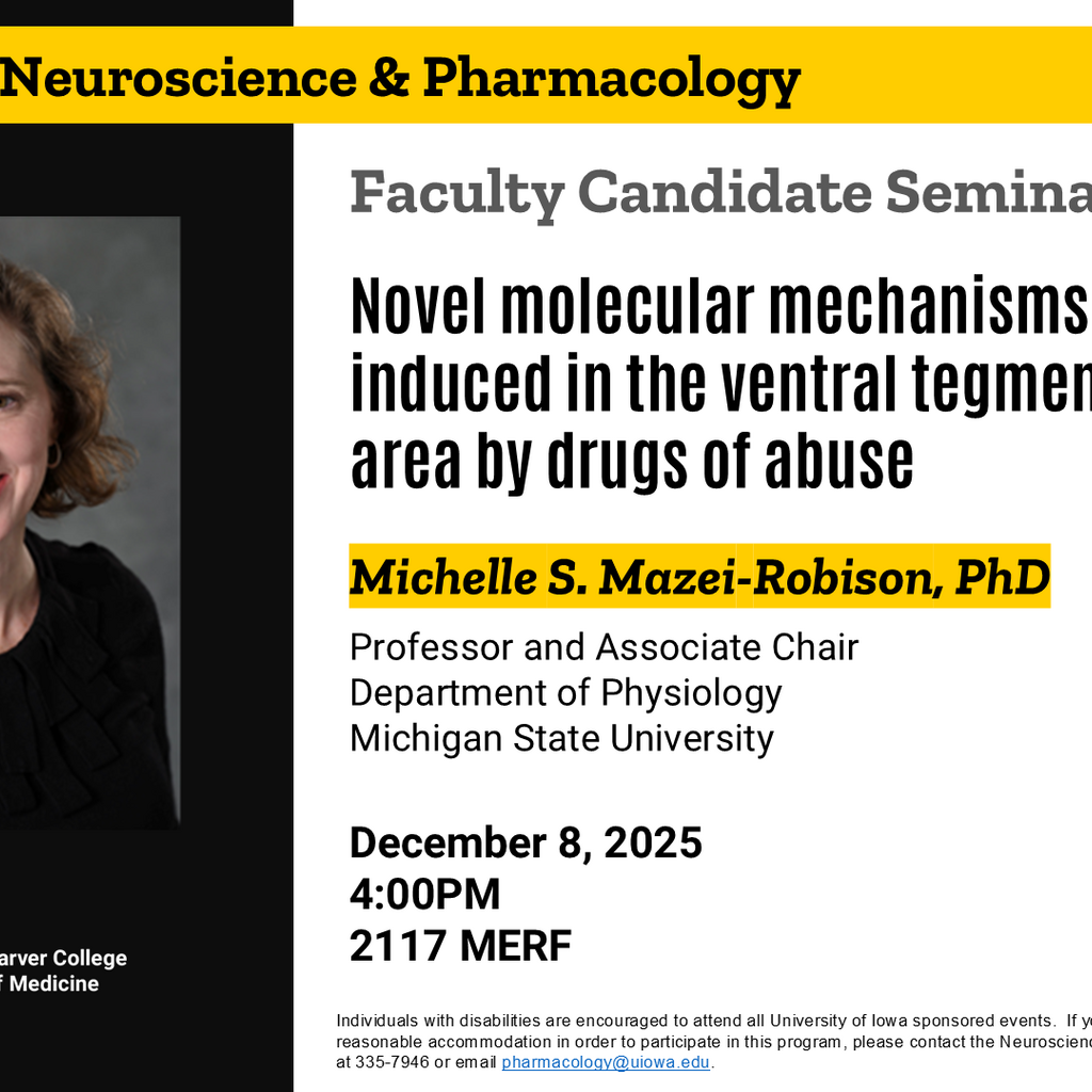Neuroscience & Pharmacology Seminar - Michelle Mazei-Robison, PhD promotional image